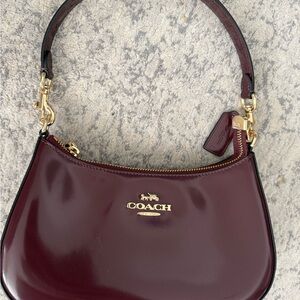 Coach Teri Shoulder Bag in Merlot Patent leather